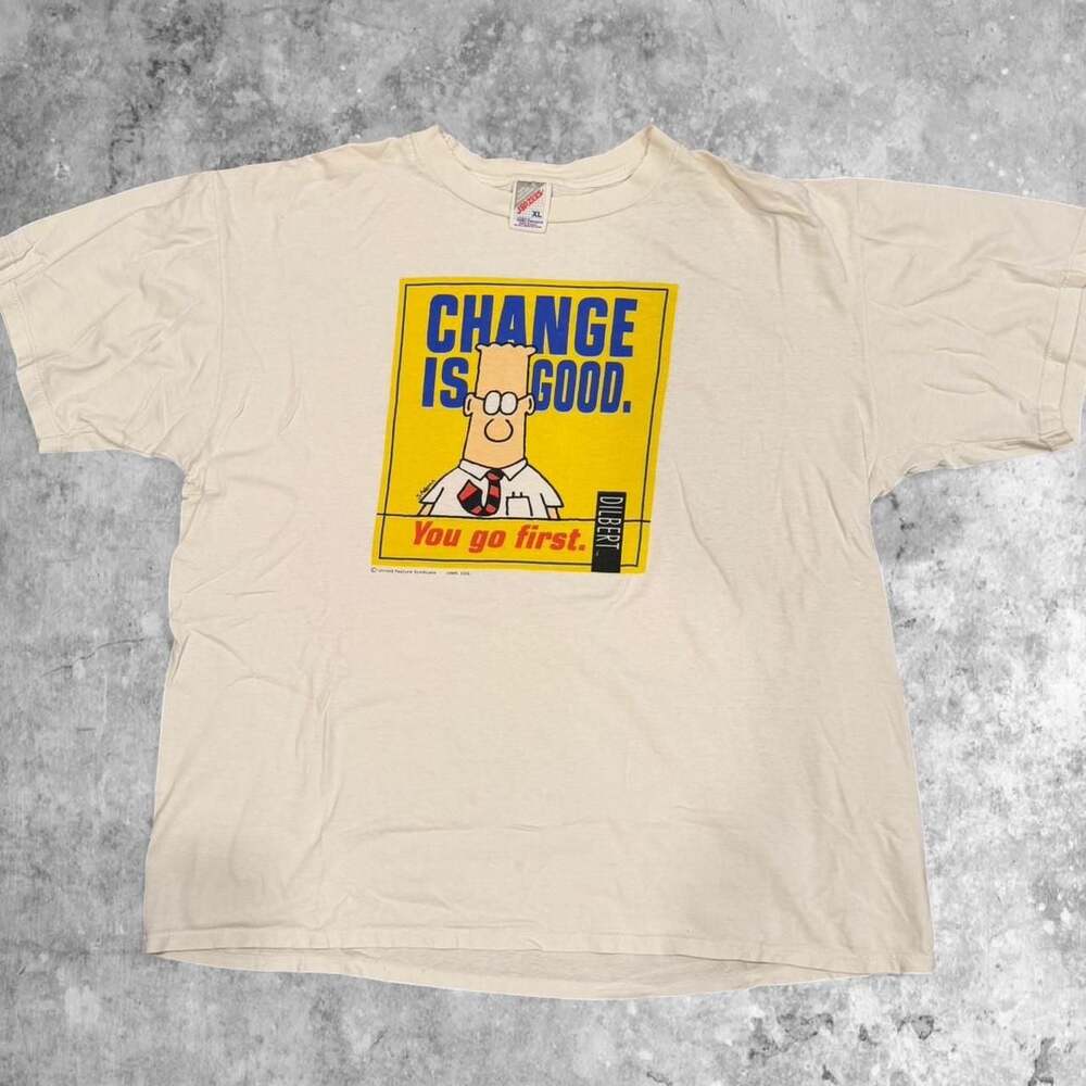 Vintage 90s Jerzees Dilbert Change Is Good T-Shirt XL